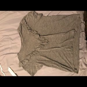 Gray ruffle accented crop top